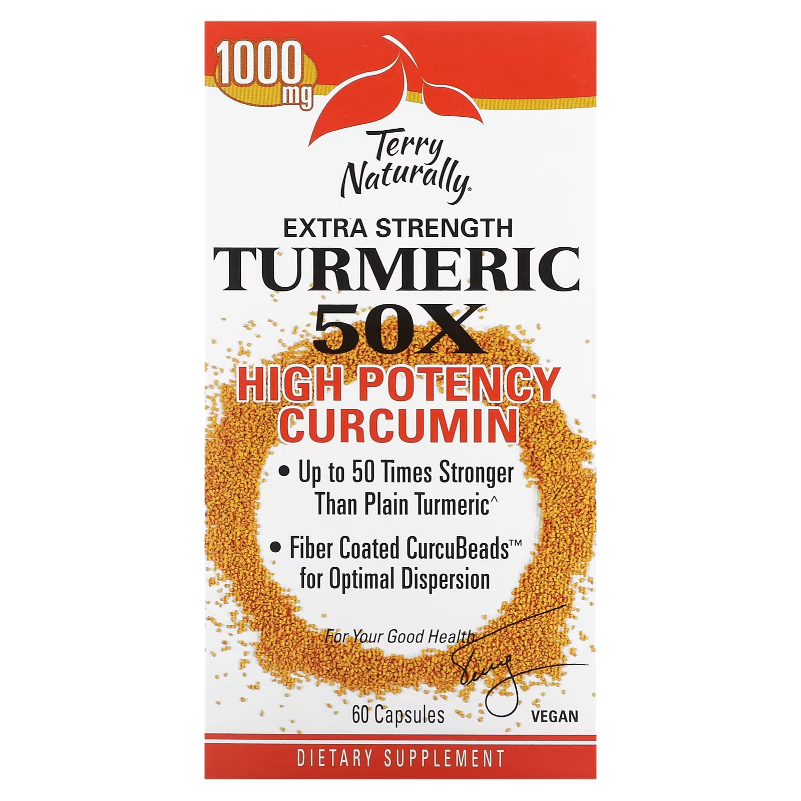 Высокоэффективный куркумин Terry Naturally Extra Strength Turmeric 50X, 60 капсул пищевая добавка terry naturally ashwagandha ep35 extra strength 60 капсул