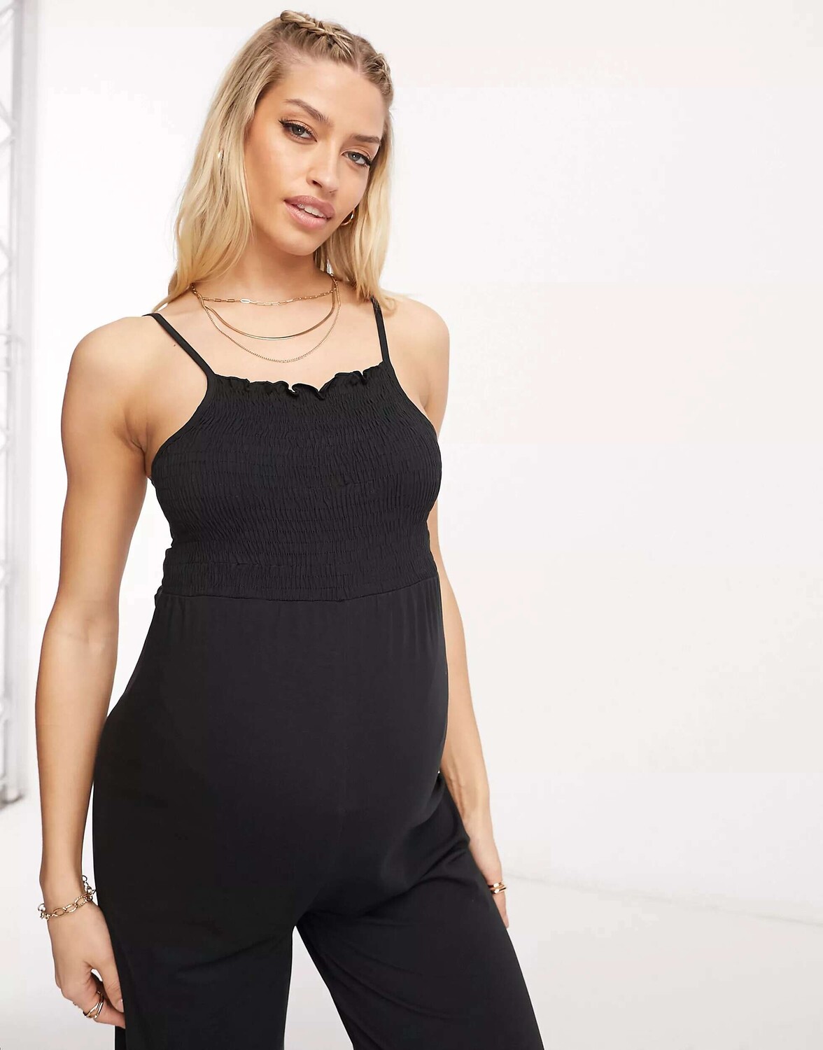 

Черный комбинезон с широкими штанинами для беременных Mamalicious Mama.licious