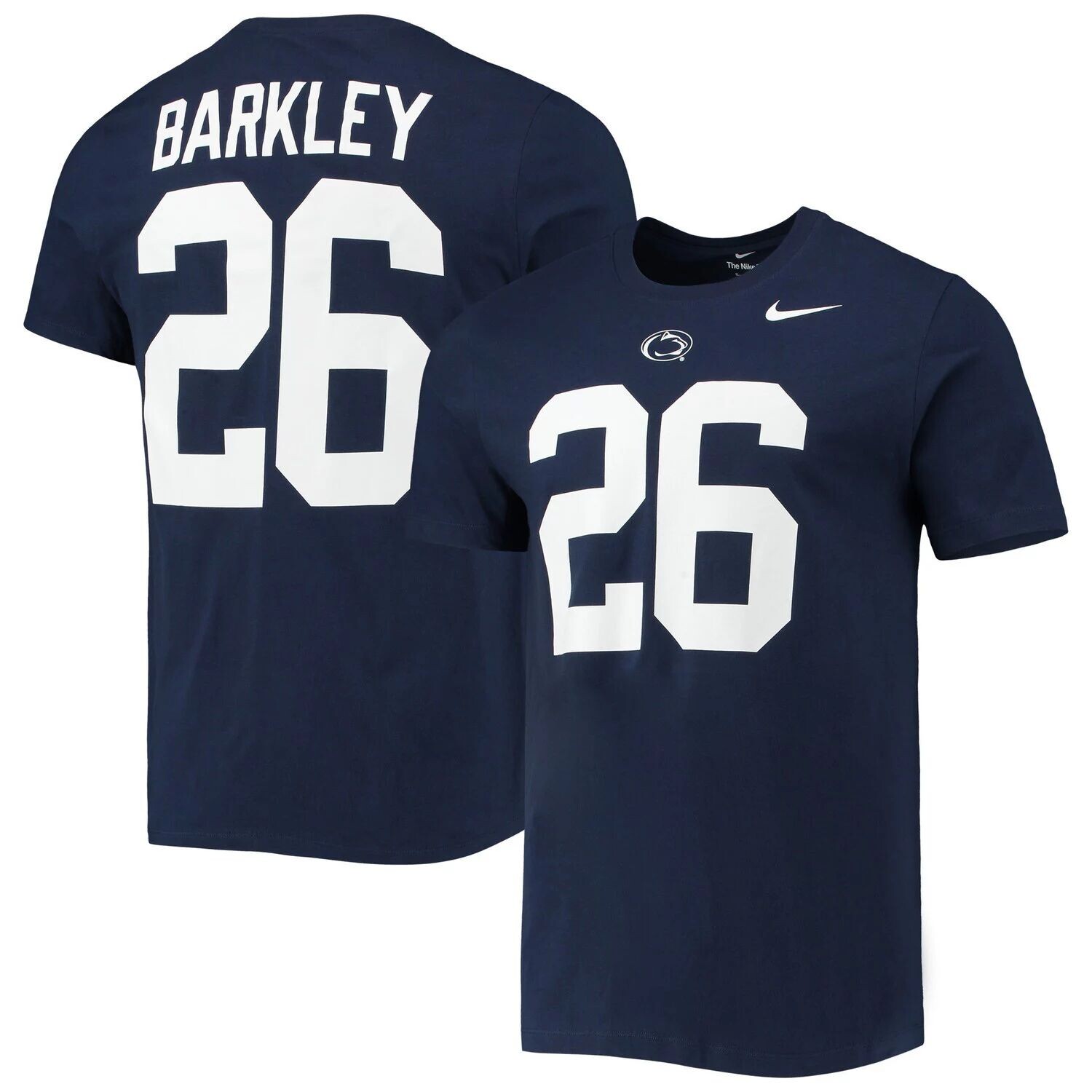 

Мужская футболка Saquon Barkley Navy Penn State Nittany Lions с именем и номером команды выпускников Nike
