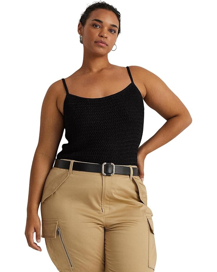 

Свитер LAUREN Ralph Lauren Plus-Size Linen-Blend Sweater Tank Top, черный