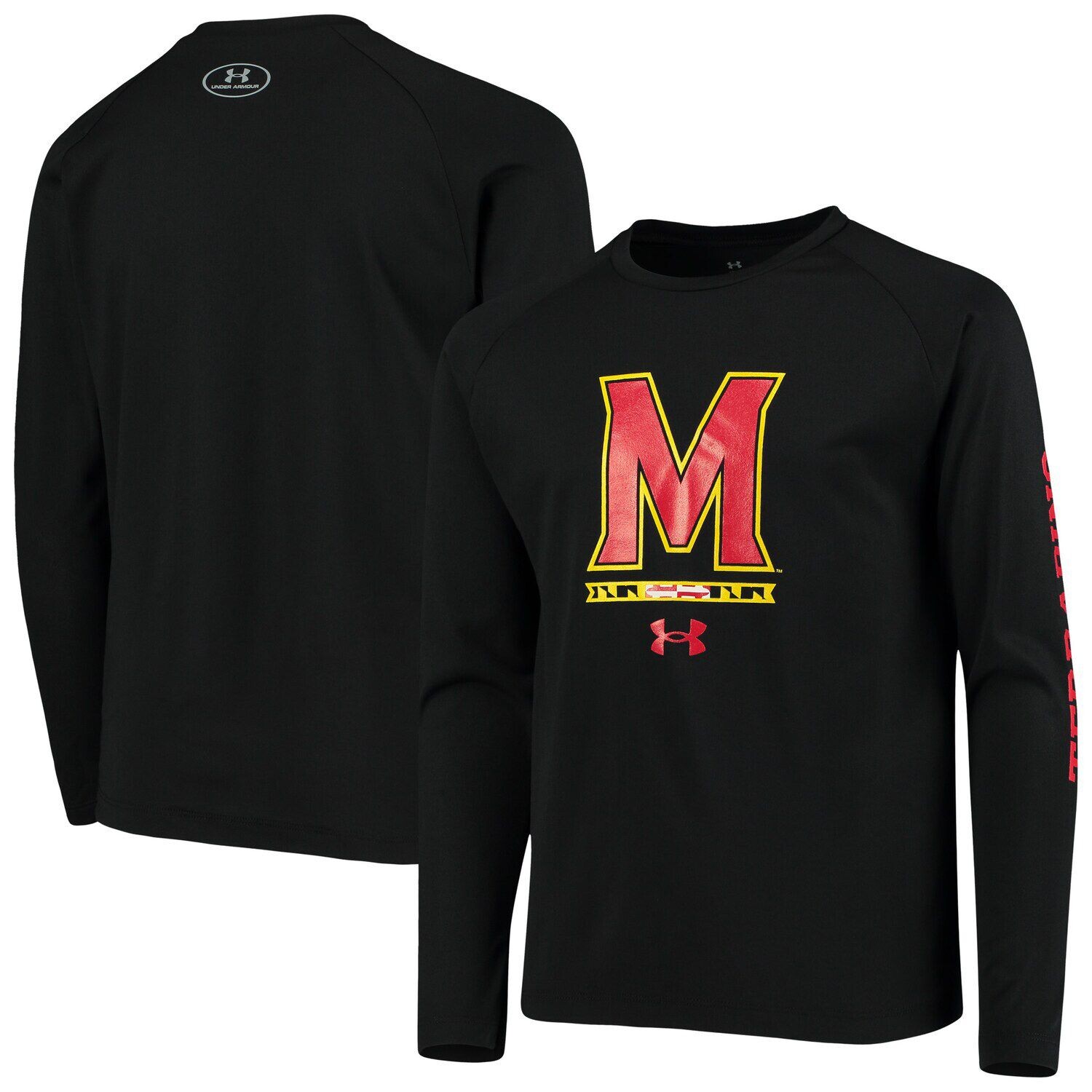

Черная футболка с длинными рукавами Youth Under Armour Maryland Terrapins 2-Hit Raglan Performance Under Armour
