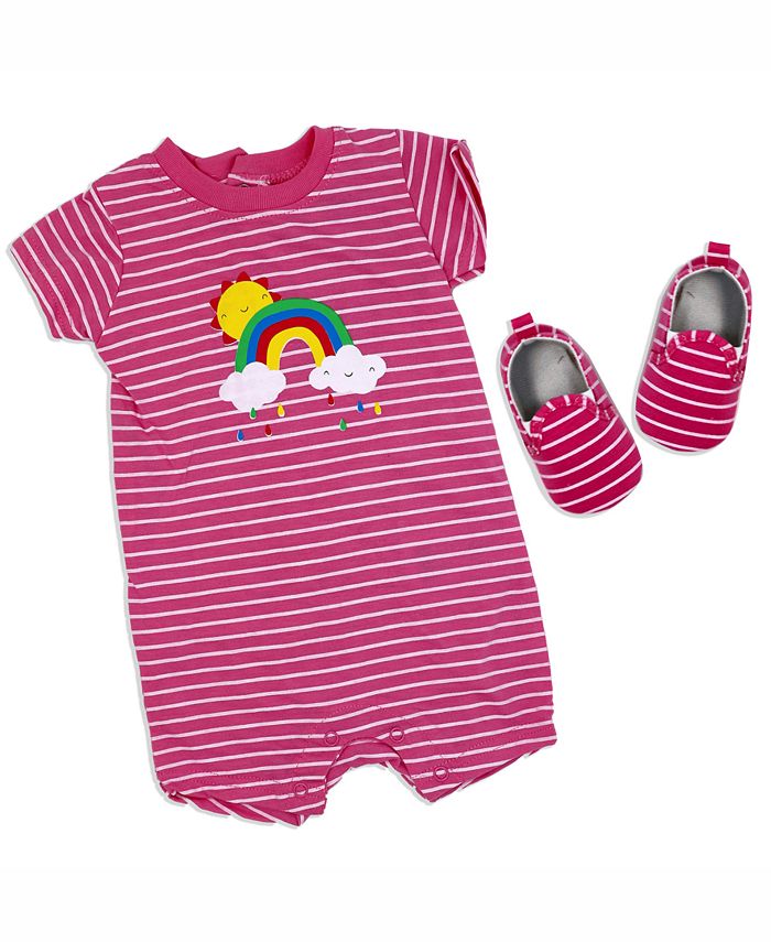 Радужный комбинезон и туфли с короткими рукавами для маленьких девочек, комплект из 2 предметов Lily & Jack, мультиколор
