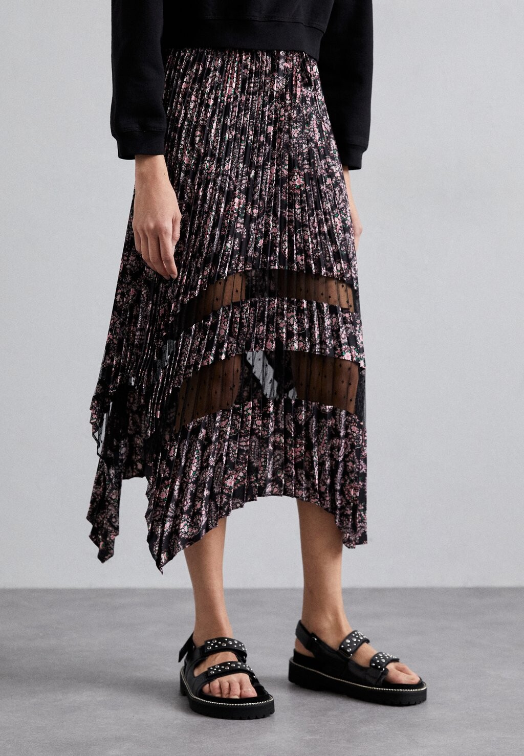 

Юбка А-силуэта JUPE The Kooples, цвет black/pink