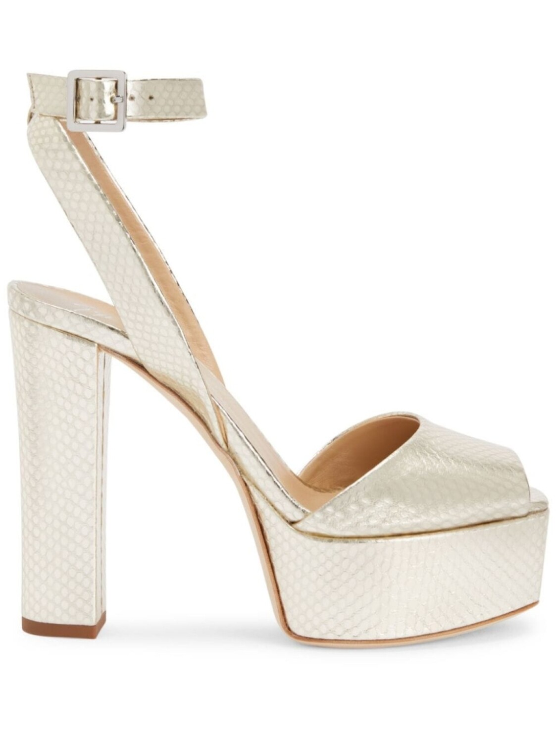 

Giuseppe Zanotti Betty 120mm python-print sandals, золотистый