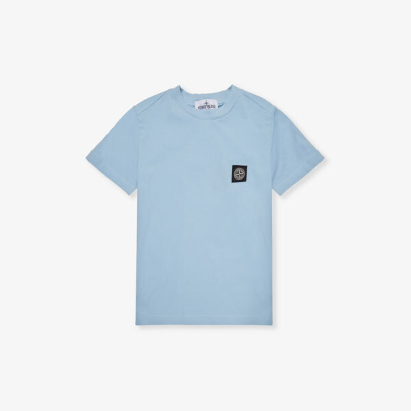 

Футболка из хлопкового трикотажа с короткими рукавами и логотипом, 4–14 лет Stone Island, синий
