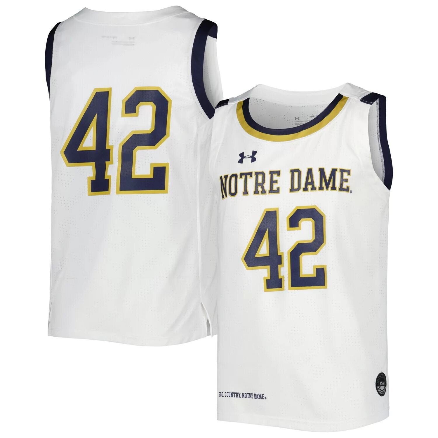 

Реплика белой баскетбольной майки Youth Under Armour # 42 Notre Dame Fighting Irish Under Armour