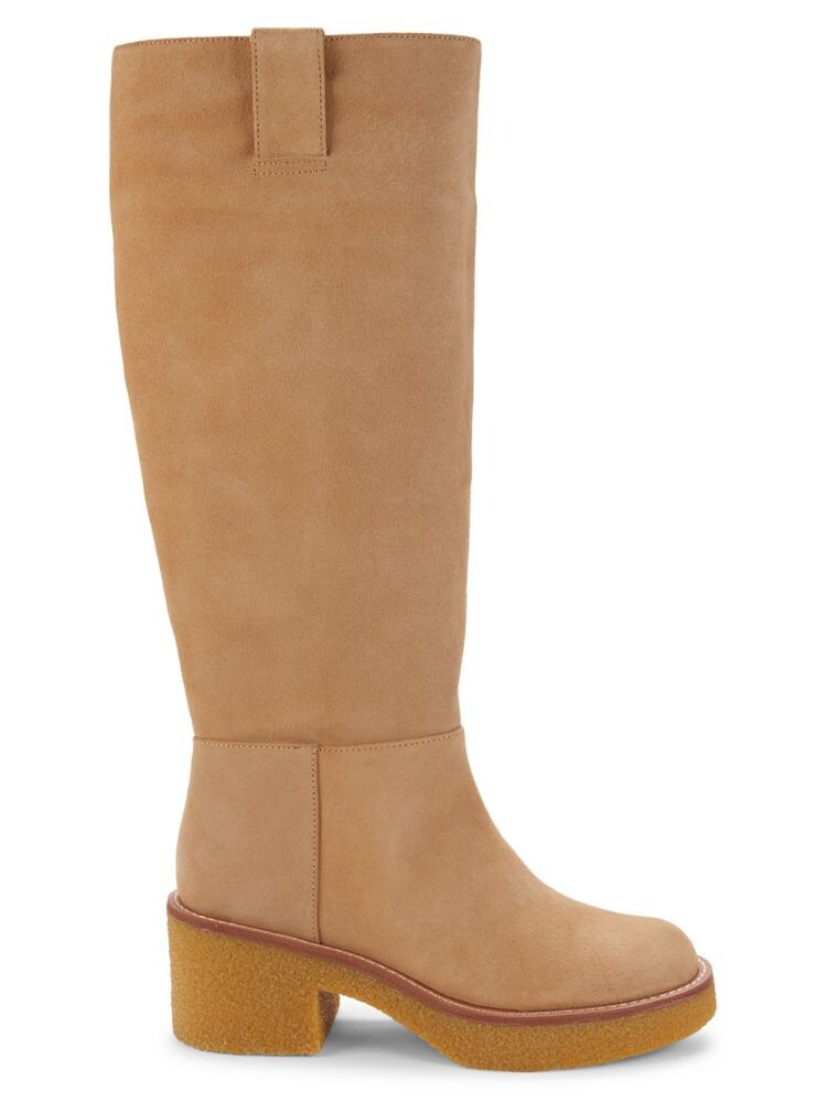 

Замшевые сапоги до колена Montana с напуском Stuart Weitzman, цвет Sand