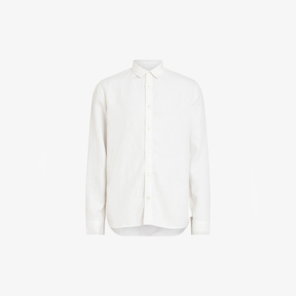 Тканая рубашка классического кроя Laguna с однотонной строчкой Allsaints, белый