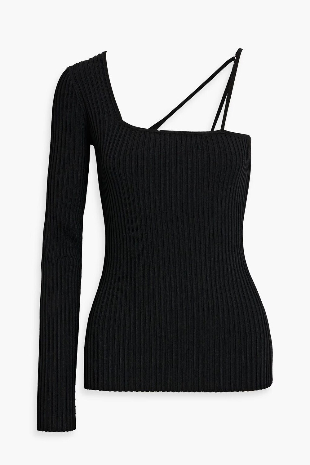 

Топ с одним рукавом в рубчик Helmut Lang, черный