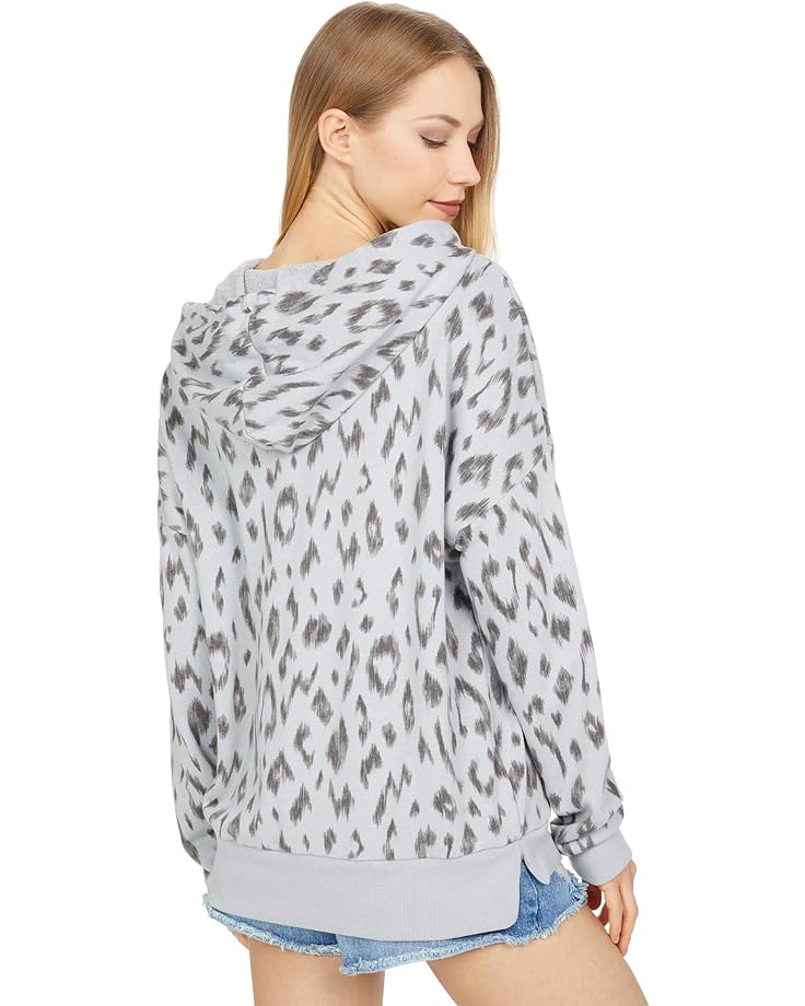 

Худи Michael Stars Zion Ikat Print Hermosa French Terry High-Low Hoodie, серый