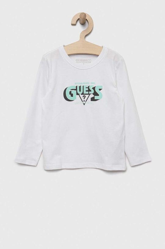 

Детская хлопковая рубашка Guess с длинными рукавами, белый
