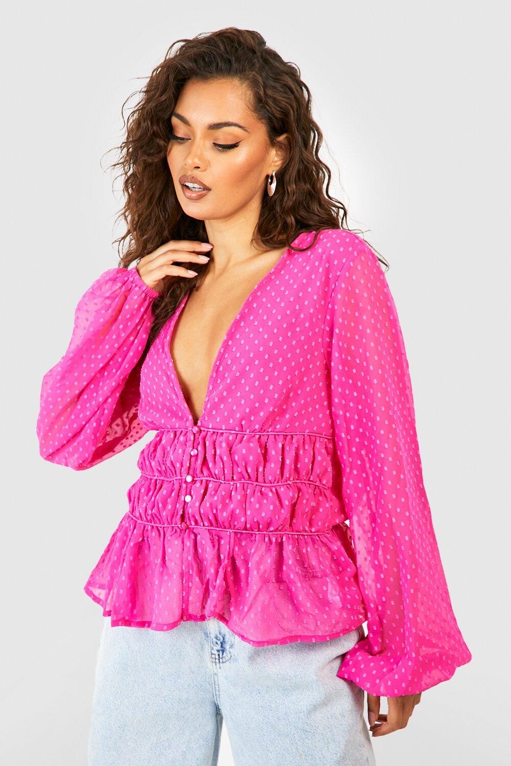 

Блузка добби со союшами Boohoo, розовый