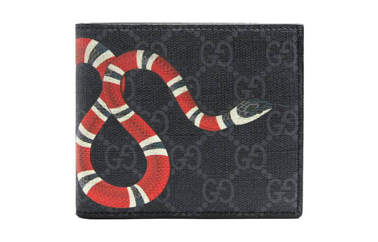 

Бумажник Gucci Kingsnake GG Supreme 8 слотов для карт, черный / красный / белый