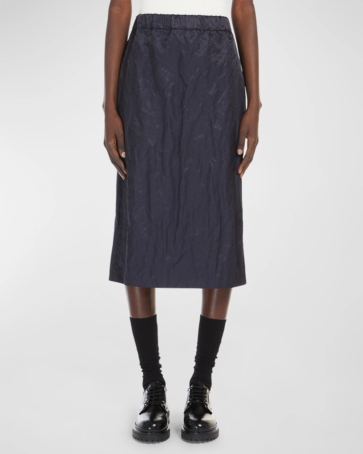 

Прямая юбка-миди с мятой Эритреей Weekend Max Mara, цвет Navy