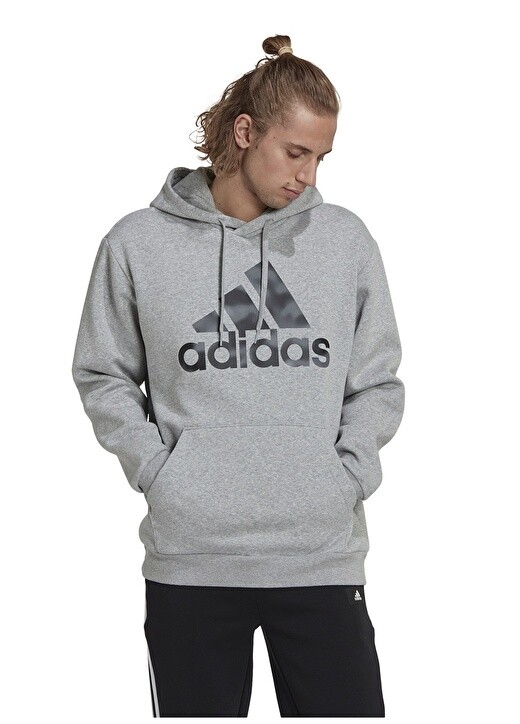 

Серая мужская толстовка с воротником с капюшоном Adidas, Серый