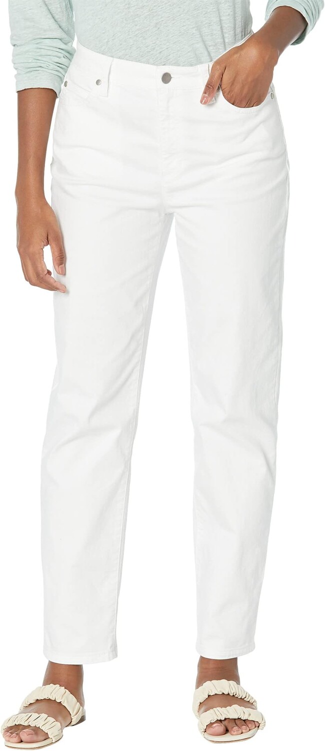 

Джинсы Petite High-Waisted Slim Full Length Jeans in White Eileen Fisher, белый
