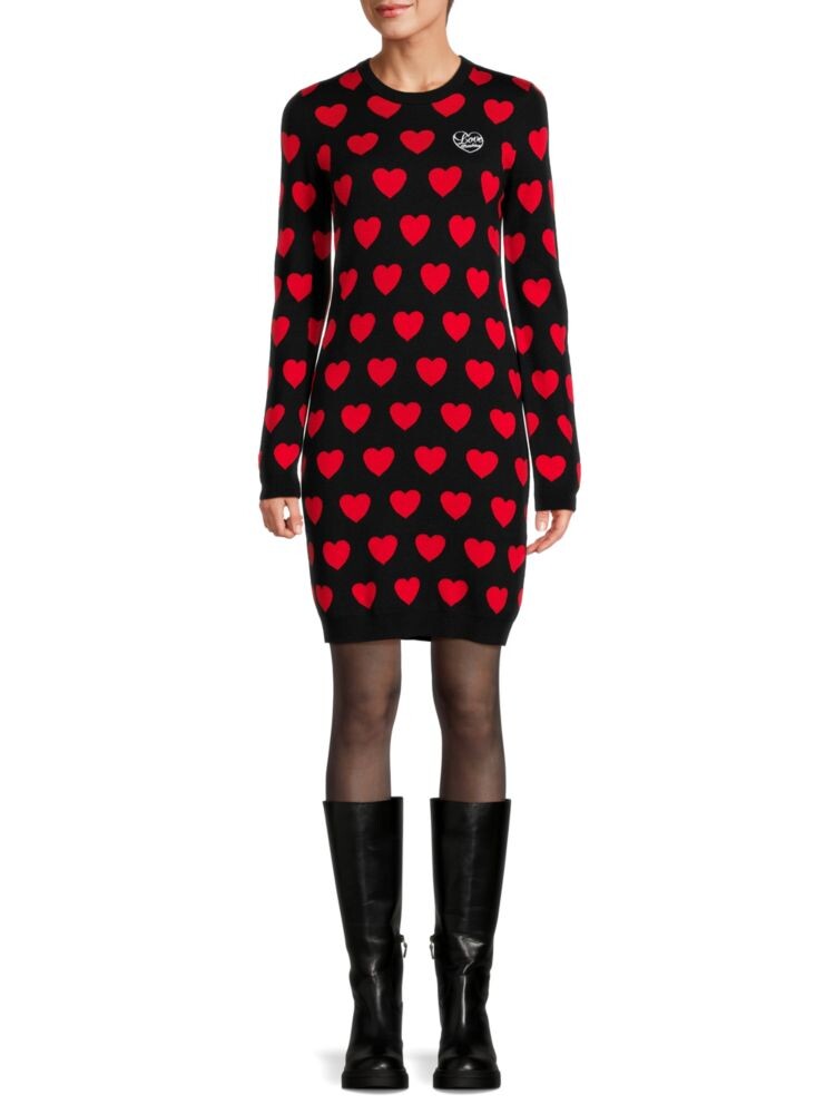 

Платье-свитер с круглым вырезом Hearts Love Moschino, цвет Red Black