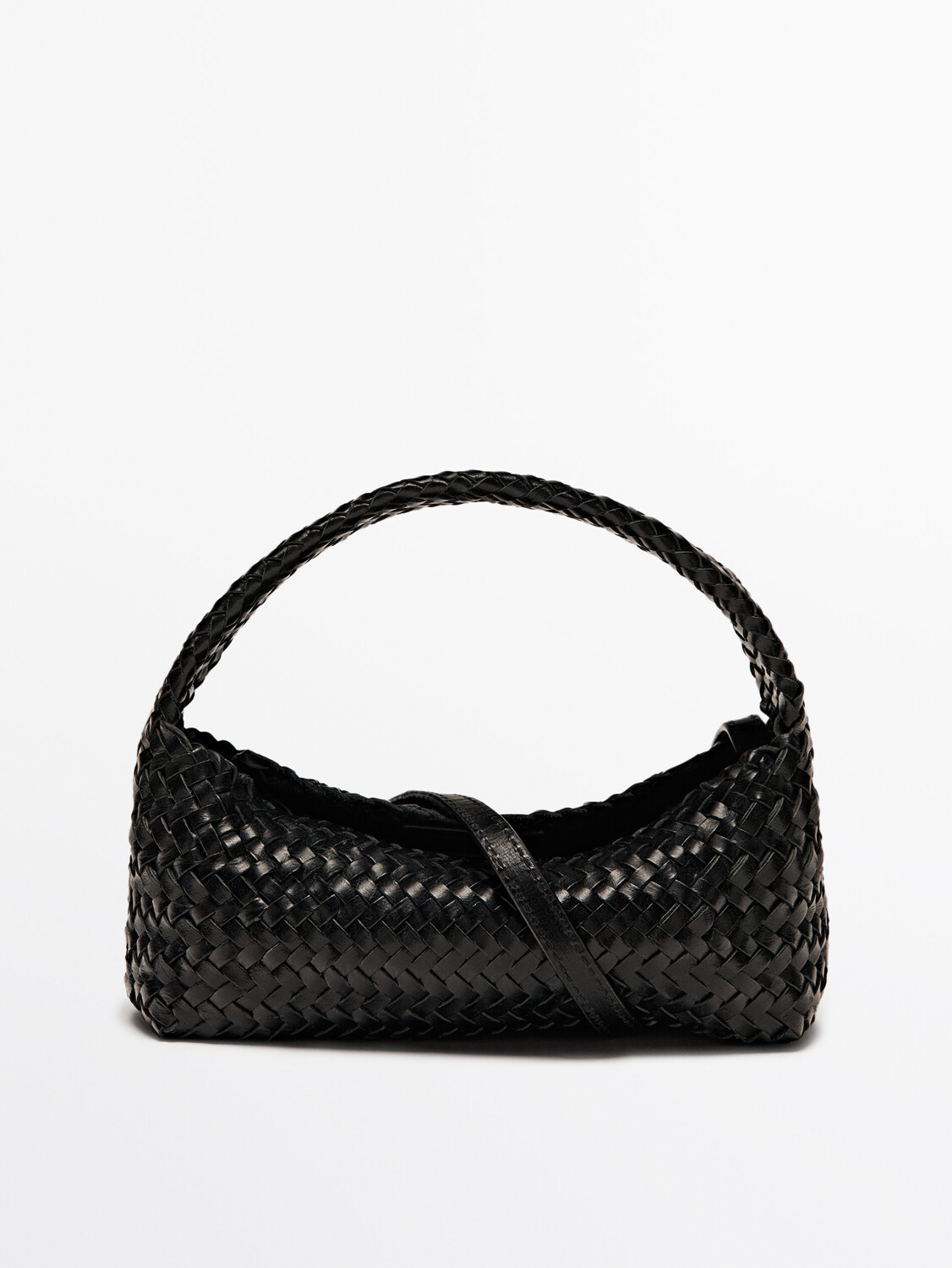 

Мини-Сумка для круассанов из кожи наппа Massimo Dutti, черный