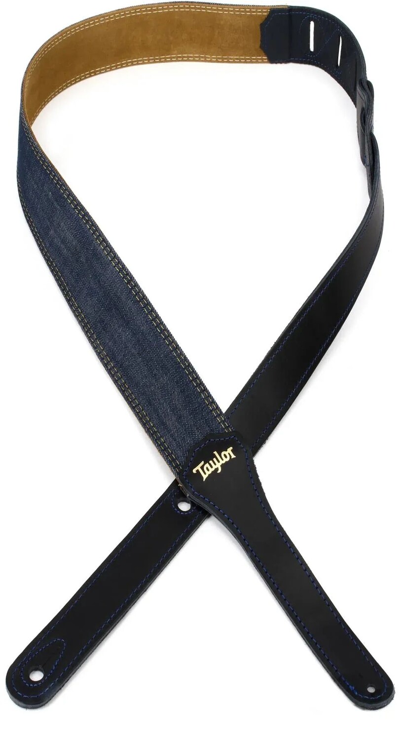 

Ремешок для гитары Taylor Blue Denim 2 дюйма — золотой логотип