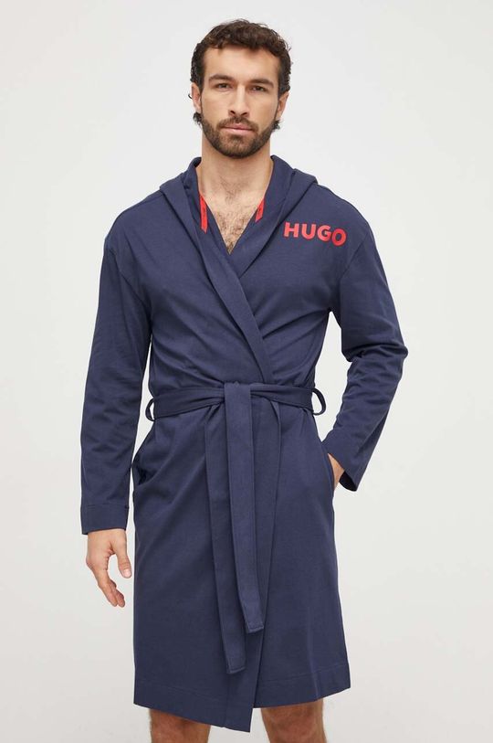 Хлопковый халат HUGO Hugo, темно-синий