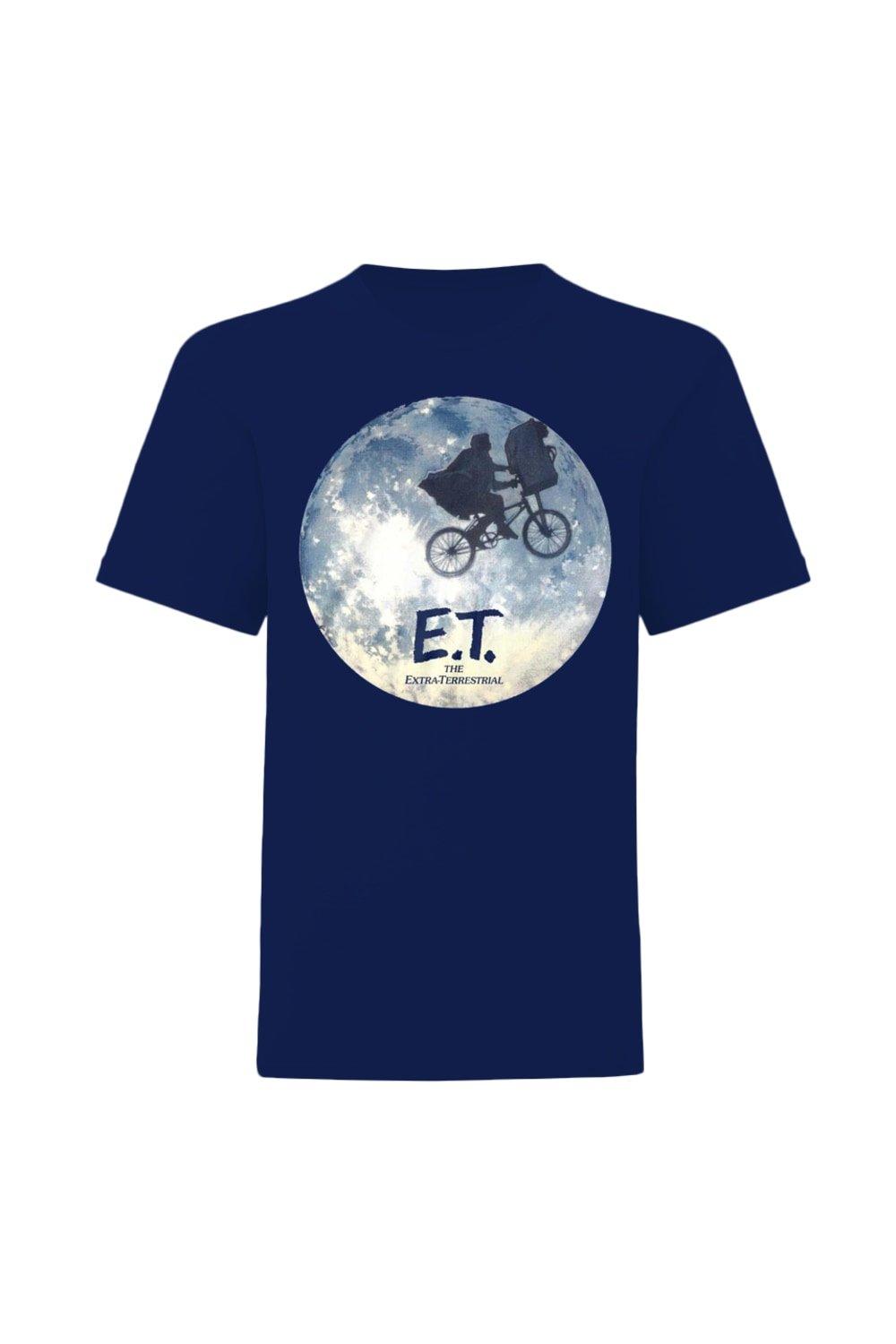 Футболка с силуэтом луны E.T. the Extra-Terrestrial, синий рюкзак инопланетянин e t the extra terrestrial синий с usb портом 3