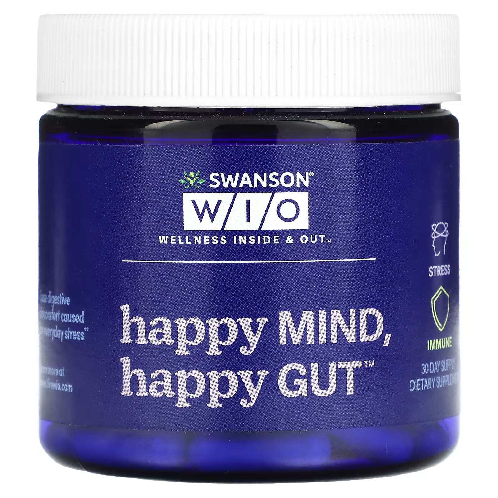 Пищевая добавка Swanson WIO Happy Mind Happy Gut, 30 вегетарианских капсул