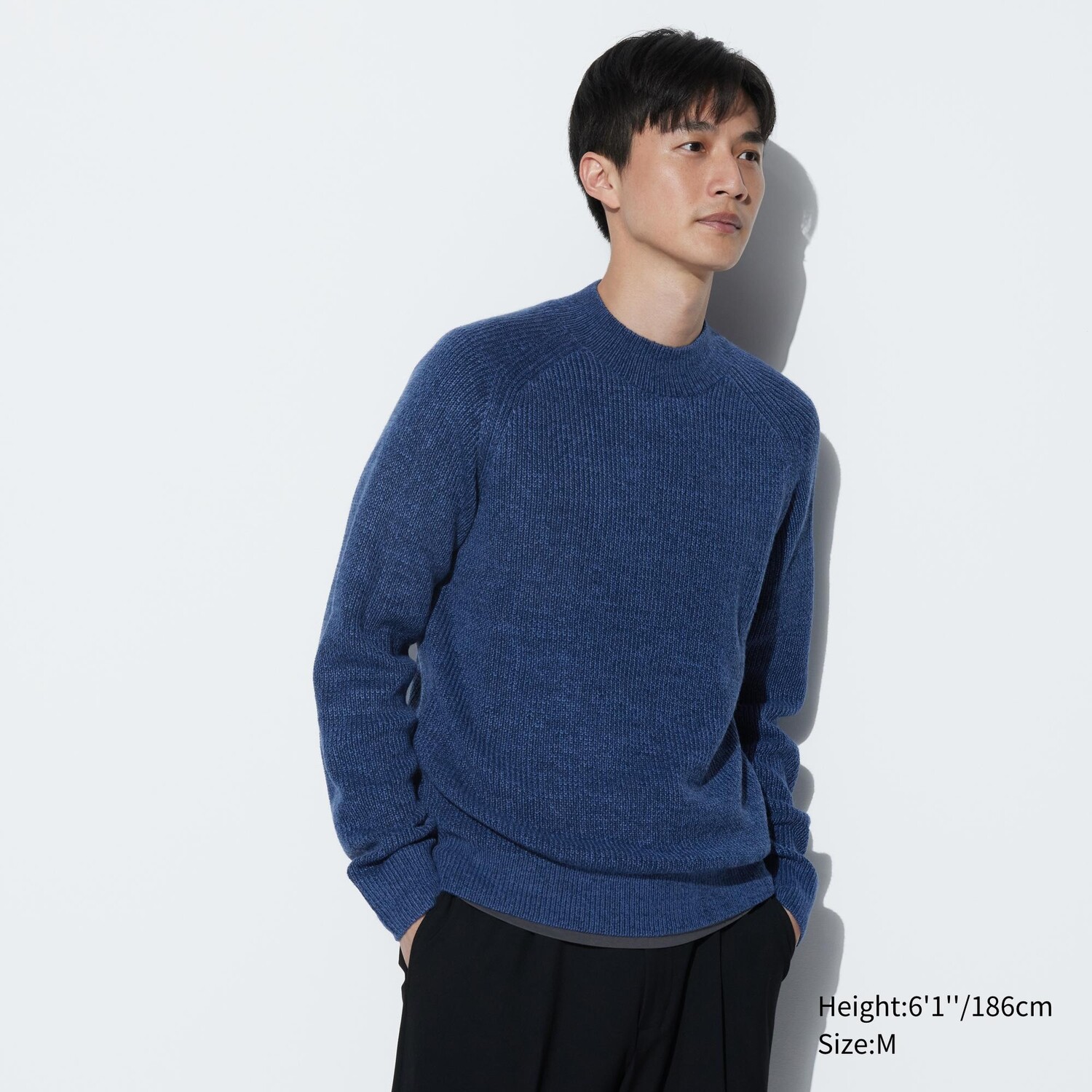 

Свитер Uniqlo мужской трикотажный с высоким воротом, синий