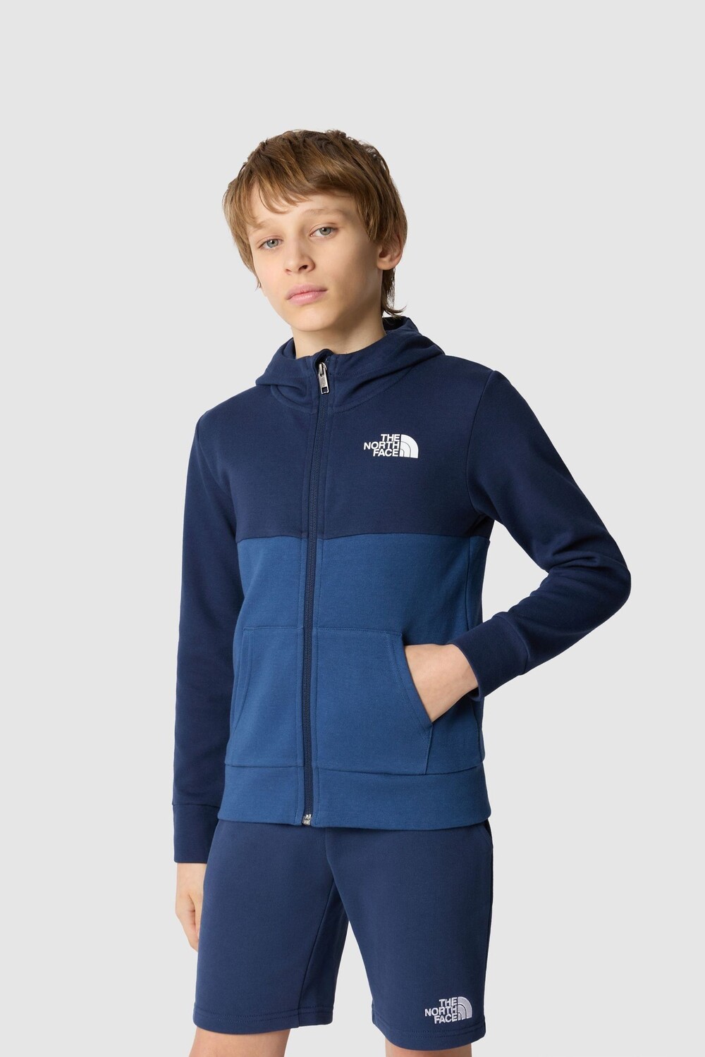 

Свободная толстовка на молнии для мальчика синего цвета The North Face, синий