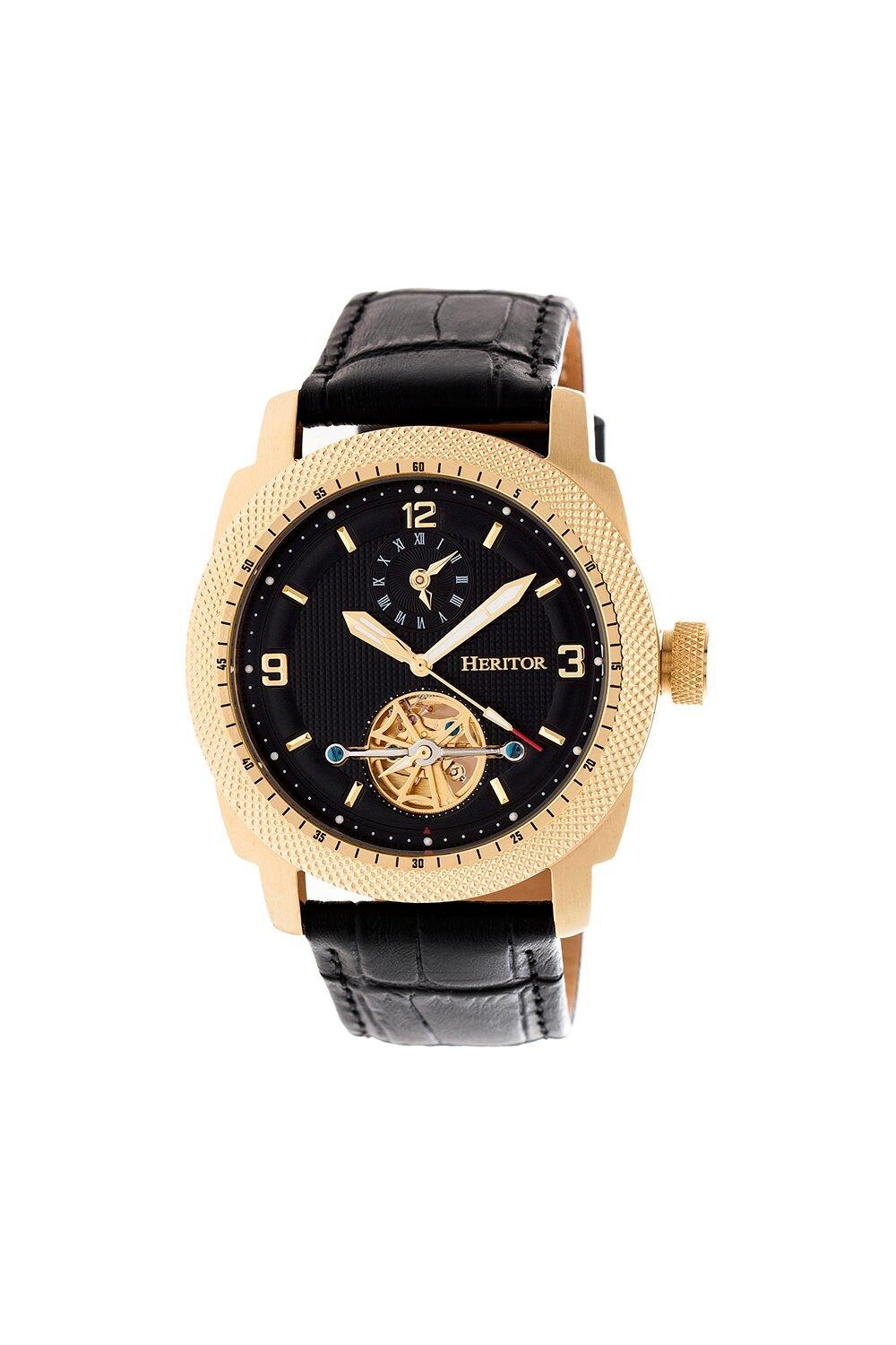 

Часы Helmsley с полускелетоном и кожаным ремешком Heritor Automatic, золото