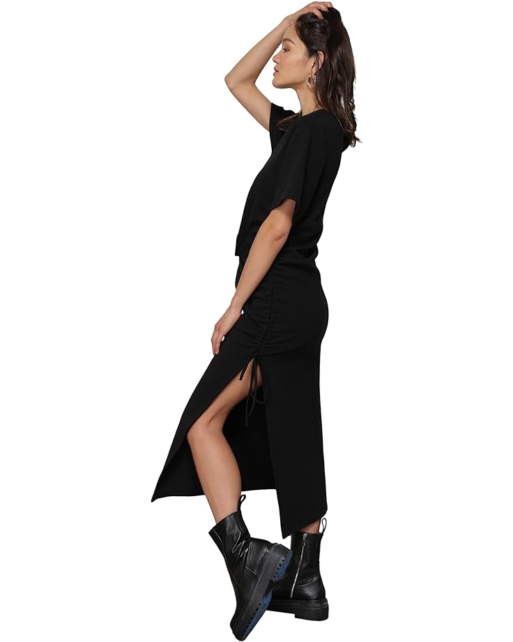 Платье line and dot Ratha Knit Shirtdress with One Side Tie, черный платье line and dot megan tie detail sweaterdress черный