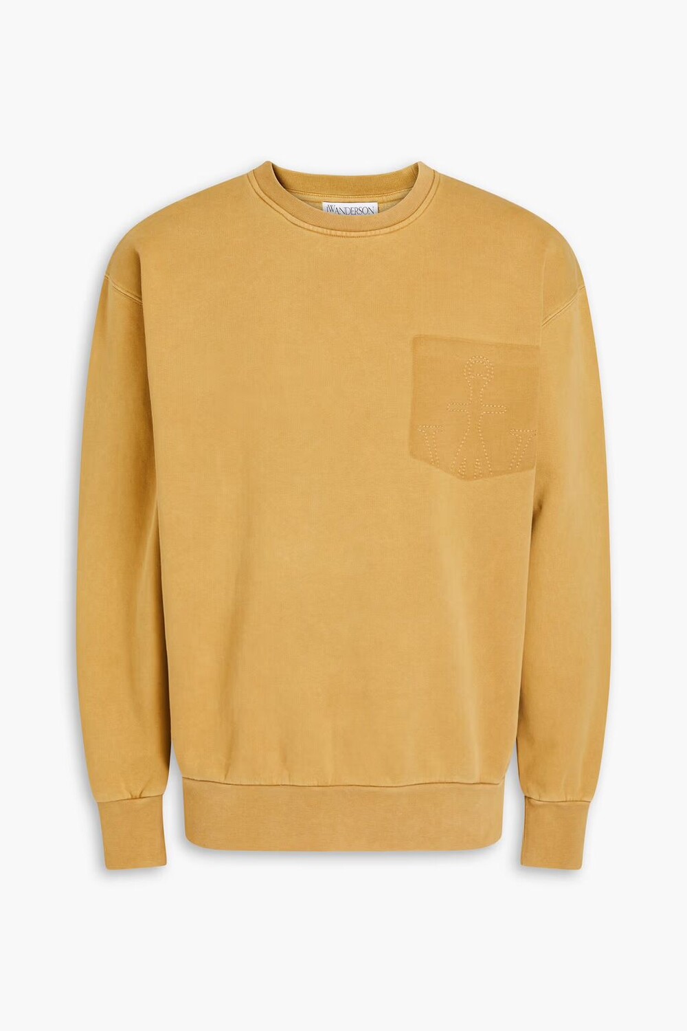 

Толстовка из хлопка и флиса с вышивкой Jw Anderson, горчица
