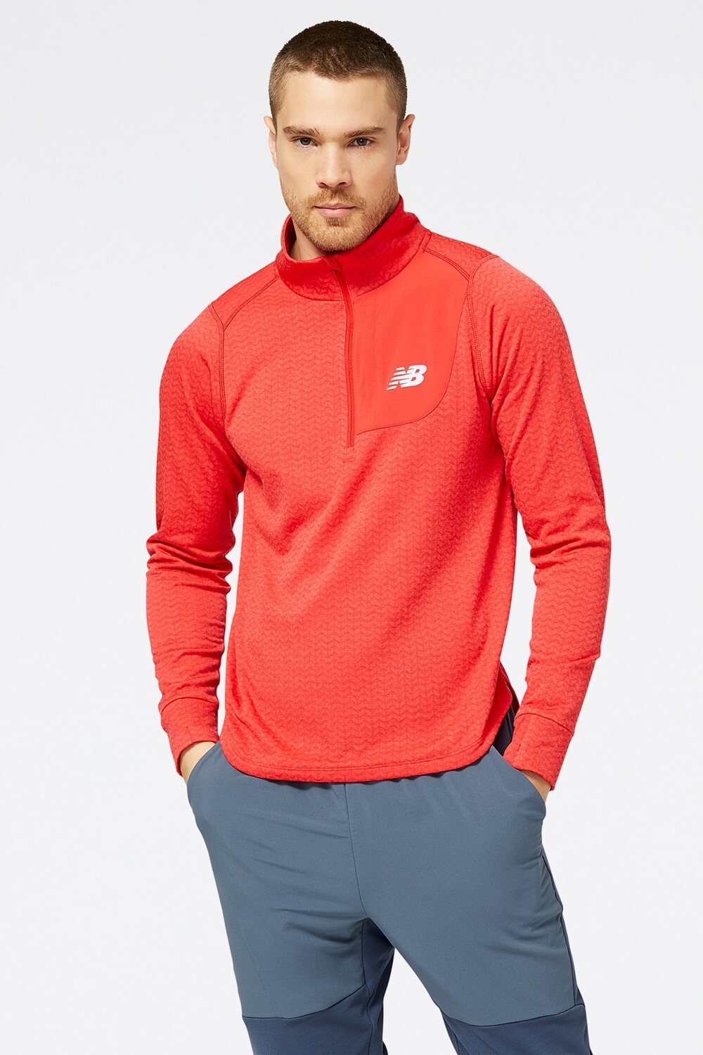 

Топ NB Heat Grid с молнией до половины - мужской New Balance, красный