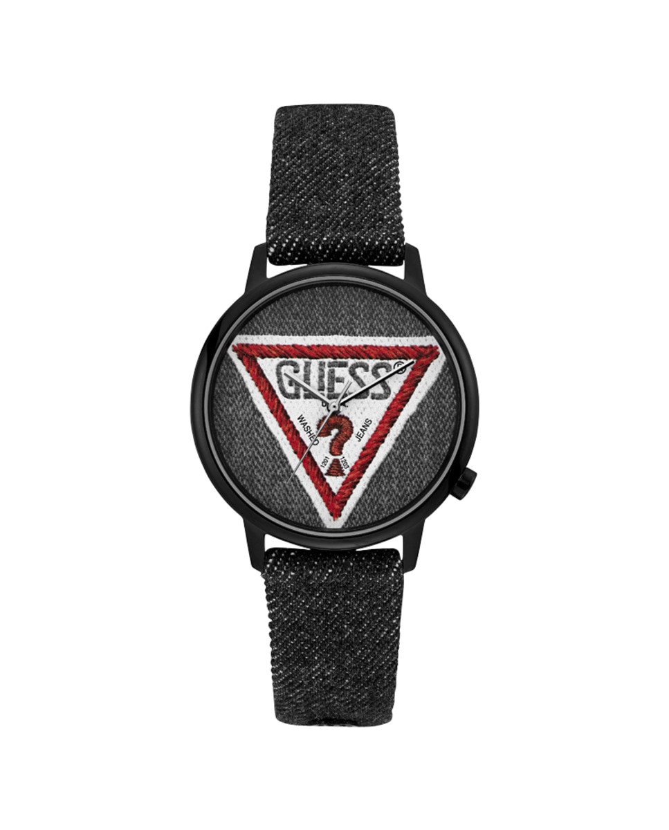 Часы-унисекс Originals V1014M2 из кожи с черным ремешком Guess, черный унисекс смарт часы vivomove 3 style с черным нейлоновым ремешком 24 1 мм garmin черный
