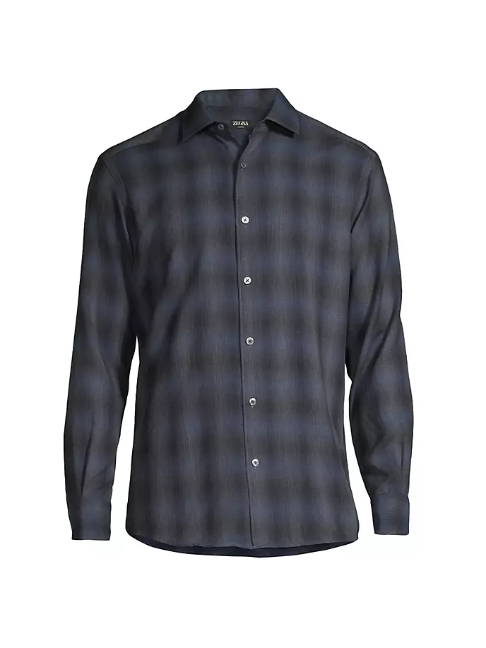 

Рубашка из хлопка и кашемира в клетку Zegna, синий
