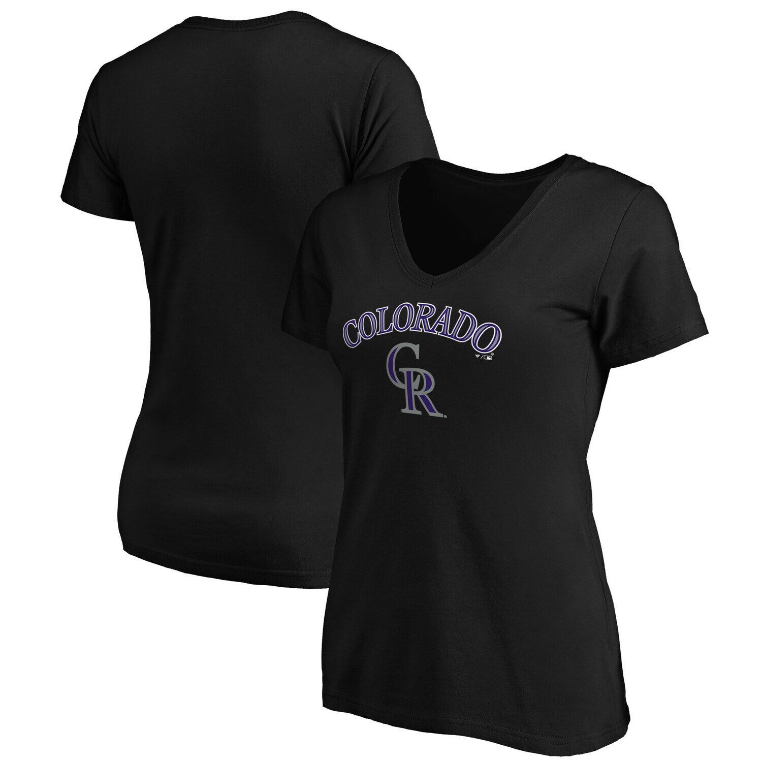 

Женская черная футболка с v-образным вырезом и логотипом команды Fanatics Colorado Rockies Team Fanatics, Черный