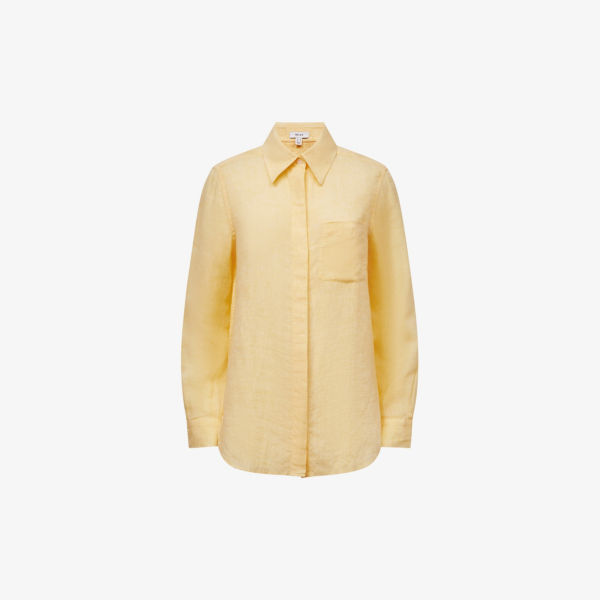 Льняная рубашка Campbell Reiss, цвет lemon