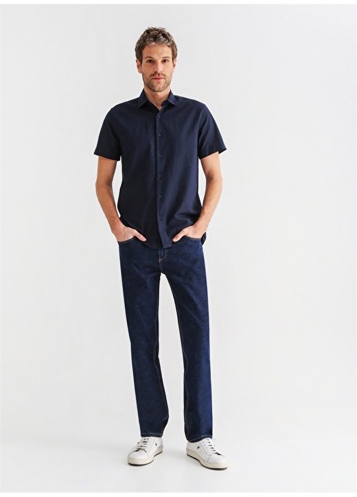 цена Темно-синяя мужская рубашка с коротким рукавом Fabrika Comfort