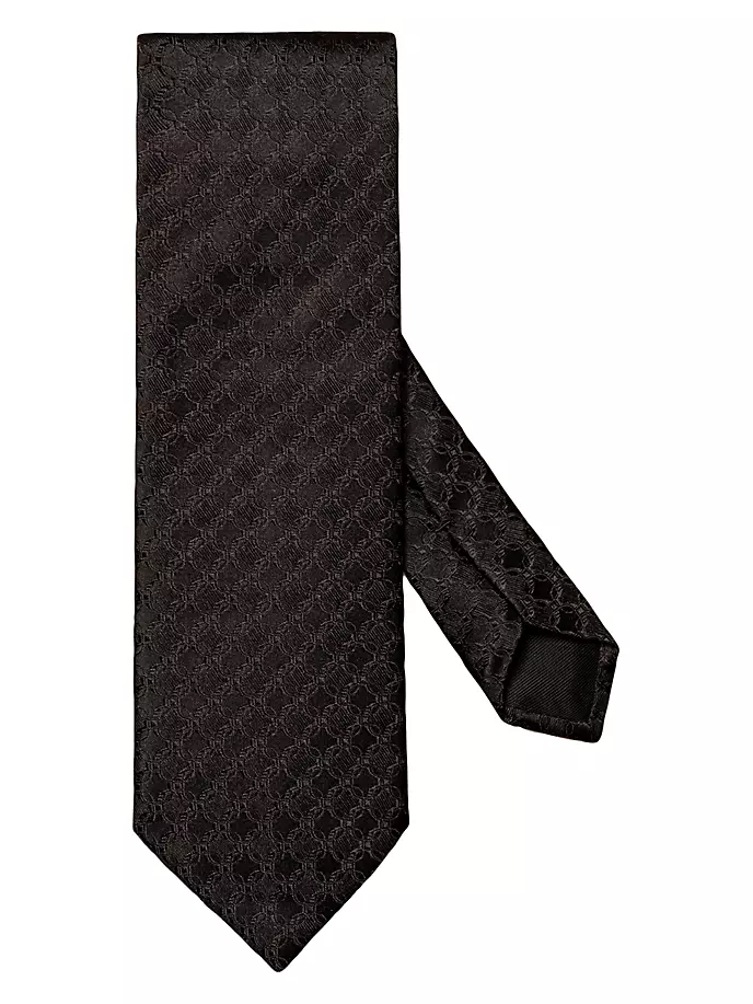 Жаккардовый шелковый галстук с цветочным принтом Eton, черный