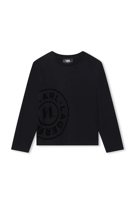 

Детская хлопковая рубашка с длинными рукавами Karl Lagerfeld, черный
