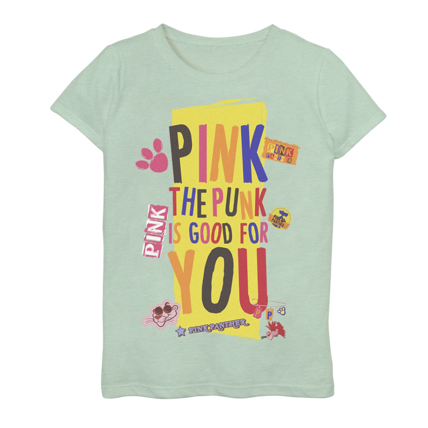 Футболка «Розовая пантера» для девочек 7–16 лет. Розовая футболка «Панк хорош для тебя». Licensed Character