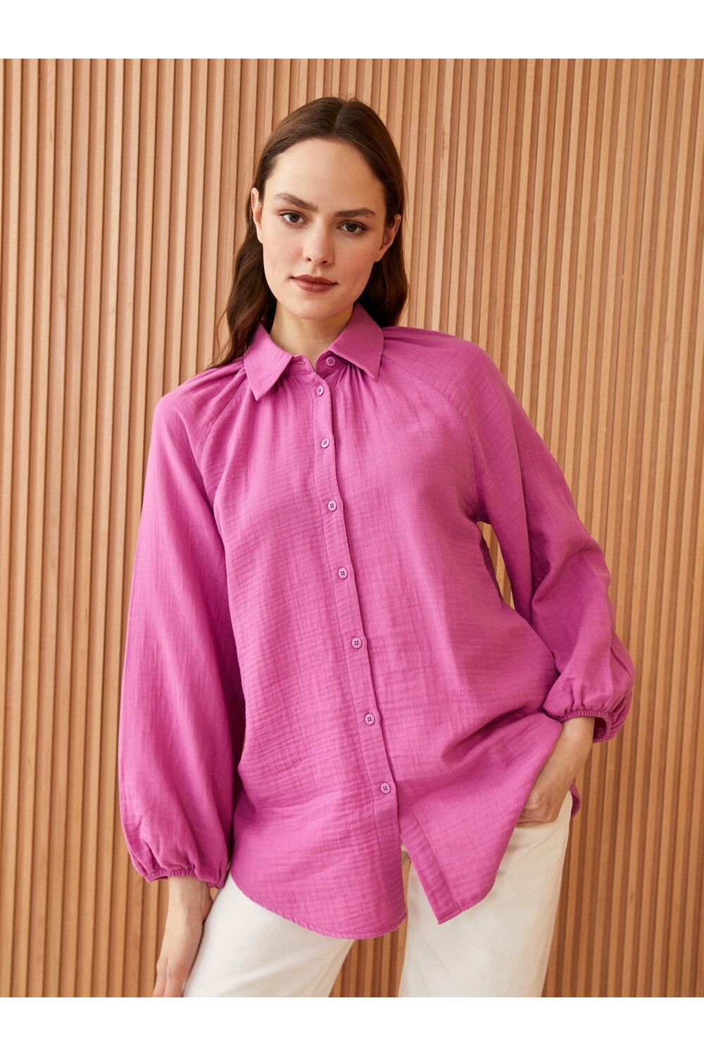 

Рубашка - Розовая - Oversize LC Waikiki, розовый