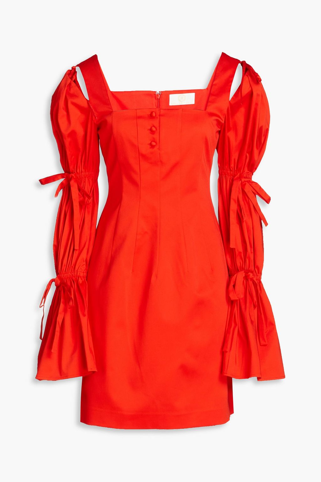 Платье мини из эластичного хлопкового поплина с завязками Sara Battaglia, красный