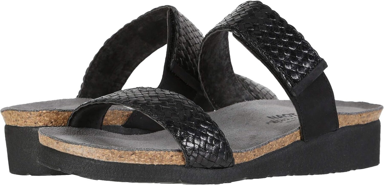 

Сандалии на плоской подошве Blake Naot, цвет Black Braid Leather/Black Velvet Nubuck
