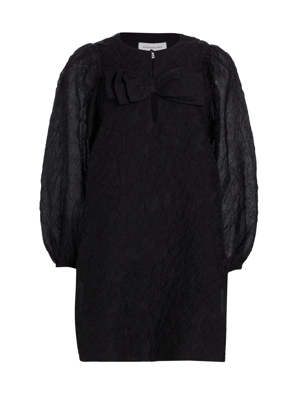 

Мини-платье из фактурной органзы с бантом SOMETHING NAVY, черный