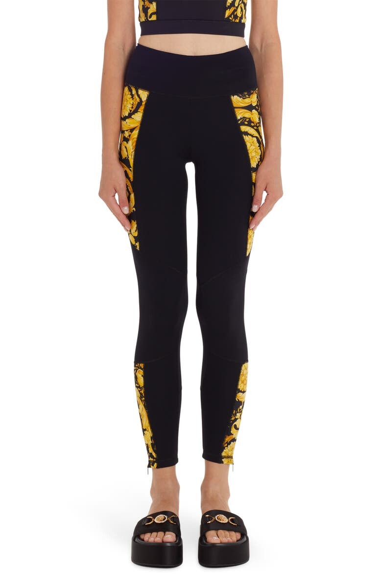 

Леггинсы с молнией и принтом Barocco VERSACE