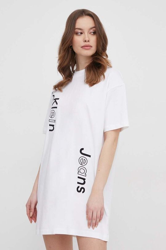 Хлопковое платье Calvin Klein Jeans, бежевый