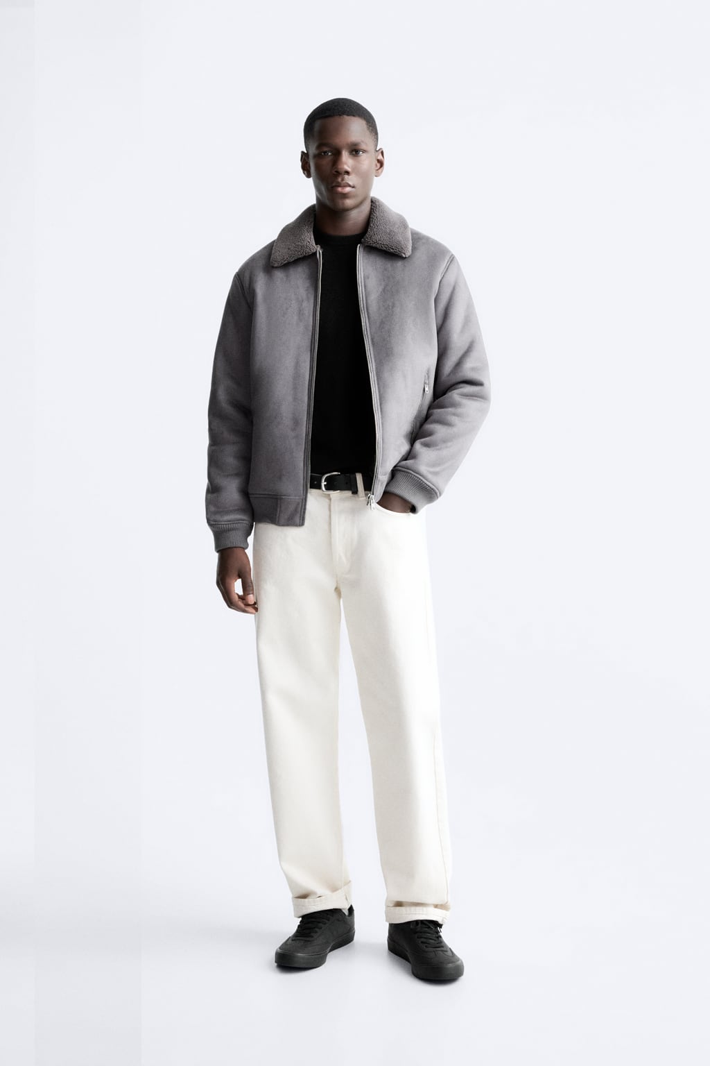 

Двусторонняя куртка из искусственной замши ZARA, серый