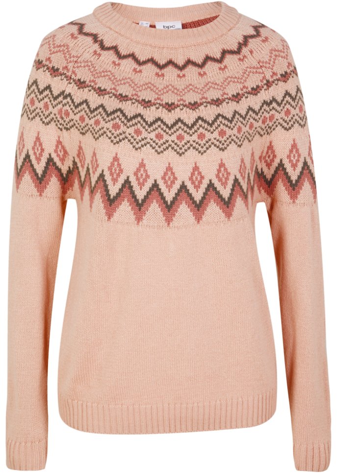 Норвежский свитер с высоким воротником Bpc Bonprix Collection, розовый цена и фото