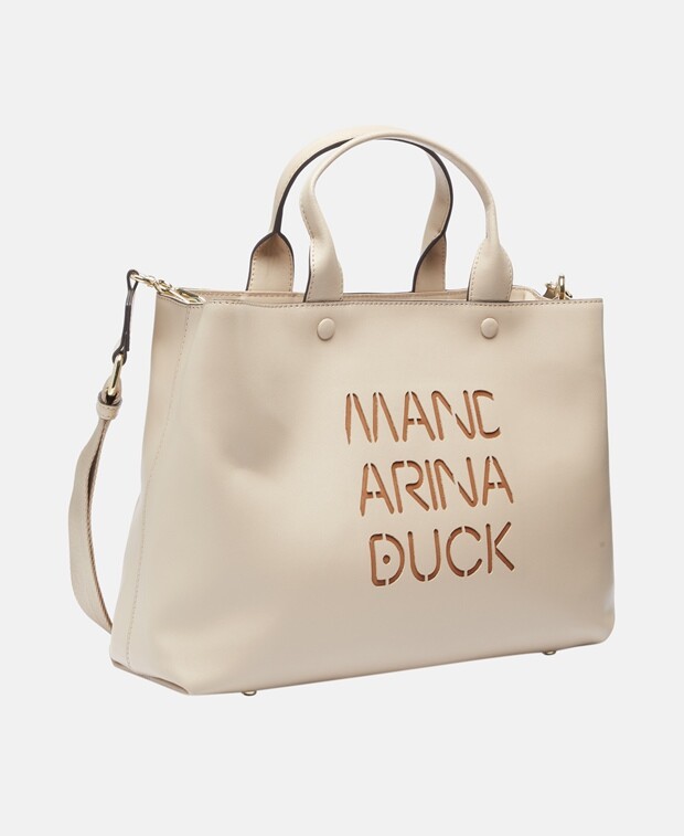 

Кожаная сумка шоппер Mandarina Duck, светло-серый