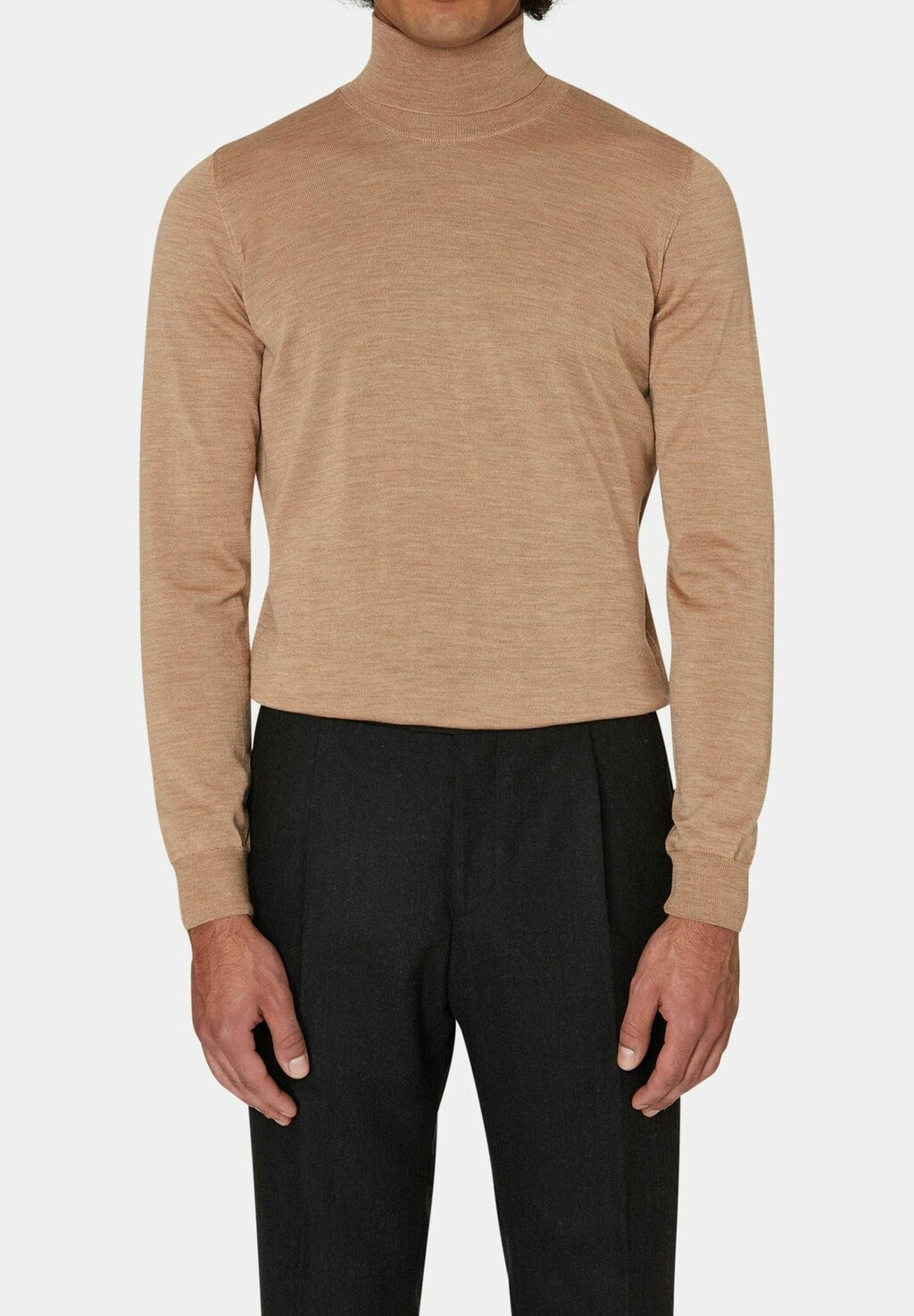 вязаный свитер patton oscar jacobson цвет dark grey Вязаный свитер COLE ROLLNECK Oscar Jacobson, цвет cenza beige